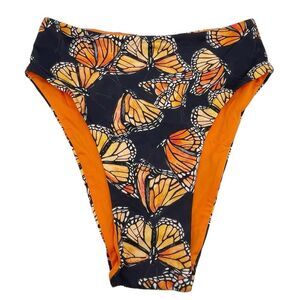 NWT Toluca Swim Cora Midi+ Bottom Monarch Black Orange Butterfly Size Small NEW